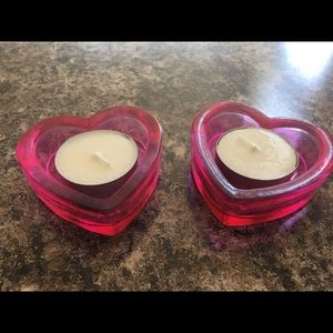 Pink heart shaped candle votives, brand new